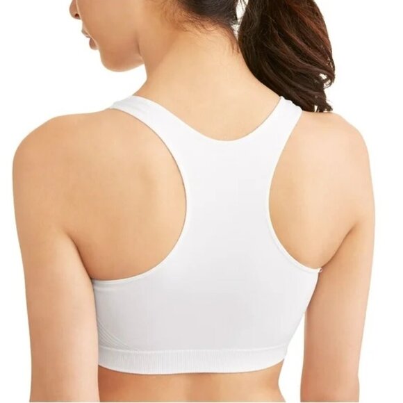NWT Danskin Now white padded seamless cross-back sports bra, XL - Picture 2 of 4